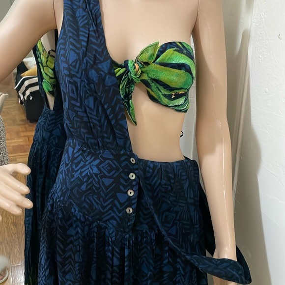Free people Hot Hoose dress Tropical Green and Blue Sleeveless size 4 - Picture 13 of 15